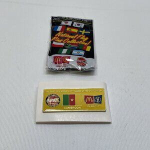 FIFA WORLD CUP 2002 Cameroon National Flag Pin McDonalds Coca Cola 1x2.5”